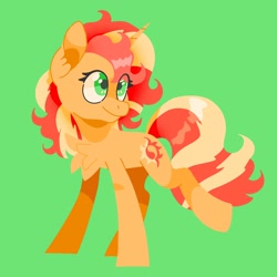 Size: 2048x2048 | Tagged: safe, artist:pastacrylic, imported from derpibooru, sunset shimmer, pony, unicorn, equestria girls, chest fluff, green background, simple background, solo