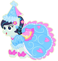 Size: 706x740 | Tagged: safe, artist:darlycatmake, imported from derpibooru, coloratura, earth pony, pony, look before you sleep, bow, clothes, dress, flower, flower in hair, froufrou glittery lacy outfit, happy, hat, hennin, looking at you, princess, rara, simple background, smiling, smiling at you, solo, transparent background