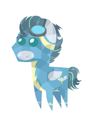 Size: 3072x4096 | Tagged: safe, imported from derpibooru, oc, oc only, oc:bolt freeze, crystal pony, pegasus, pony, clothes, goggles, male, pointy ponies, simple background, smiling, stallion, transparent background, uniform, white background, wonderbolts, wonderbolts uniform