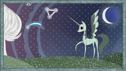 Size: 4092x2300 | Tagged: safe, artist:prismapony, imported from derpibooru, alicorn, destiny (video game), gardener, moon, ownstory, story, sun, winnower