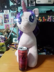 Size: 1200x1600 | Tagged: safe, imported from derpibooru, starlight glimmer, build-a-bear, coca-cola, drink, female, geek, glasses, irl, photo, plushie, starlight coca-cola