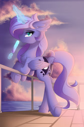 Size: 1280x1920 | Tagged: safe, artist:natanvok, imported from derpibooru, princess luna, alicorn, pony, butt, chest fluff, dock, female, food, glowing, glowing horn, horn, ice cream, licking, looking at you, magic, mare, moonbutt, plot, popsicle, praise the moon, solo, tail, tongue out, underhoof