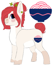 Size: 1024x1247 | Tagged: safe, artist:moonert, imported from derpibooru, oc, oc only, earth pony, pony, coat markings, ear fluff, earth pony oc, food, noodles, simple background, smiling, socks (coat markings), solo, transparent background