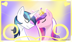 Size: 2205x1291 | Tagged: safe, artist:slightningdash, imported from derpibooru, princess cadance, shining armor, alicorn, pony, unicorn, canterlot wedding 10th anniversary, crown, female, jewelry, male, mare, regalia, stallion