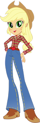 Size: 1280x3855 | Tagged: safe, artist:tezzfordtrash, imported from derpibooru, applejack, human, equestria girls, alternate clothes, applejack's hat, belt, belt buckle, boots, clothes, cowboy boots, cowboy hat, cowgirl, female, hand on hip, hat, jeans, pants, shoes, simple background, solo, stetson, transparent background, vector