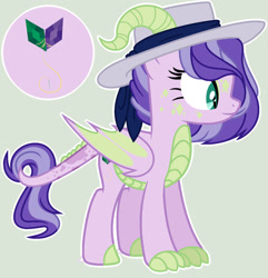 Size: 1024x1063 | Tagged: safe, artist:starvelvetyt, imported from derpibooru, oc, oc only, oc:flourite, dracony, hybrid, base used, female, hat, interspecies offspring, offspring, outline, parent:rarity, parent:spike, parents:sparity, white outline