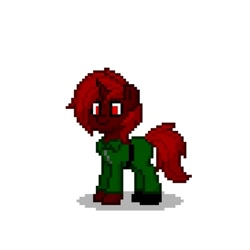 Size: 547x546 | Tagged: safe, artist:gloomy brony, imported from derpibooru, oc, oc only, oc:тема, pony, unicorn, derpibooru, pony town, clothes, communism, derpibooru ponified, female, horn, meta, military uniform, pixel art, pixels, ponified, shadow, simple background, smiling, solo, soviet union, unicorn oc, uniform, white background