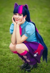 Size: 741x1080 | Tagged: safe, artist:krutaiamaria, imported from derpibooru, twilight sparkle, human, equestria girls, clothes, cosplay, costume, female, irl, irl human, photo, solo