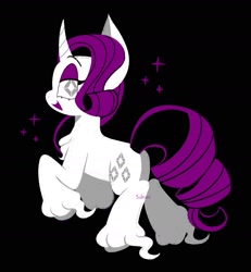 Size: 1815x1961 | Tagged: safe, artist:sidruni, imported from derpibooru, rarity, pony, unicorn, black background, butt, chest fluff, cutie mark eyes, looking at you, looking back, looking back at you, open mouth, open smile, plot, rearity, simple background, smiling, solo, unshorn fetlocks, wingding eyes