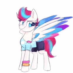 Size: 4000x4000 | Tagged: safe, artist:lbrcloud, imported from derpibooru, zipp storm, pegasus, pony, bracelet, clothes, g5, jewelry, simple background, solo, white background