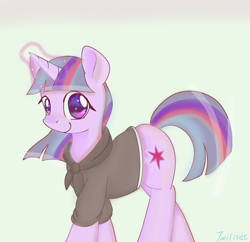 Size: 621x600 | Tagged: safe, artist:twiliset, imported from derpibooru, twilight sparkle, pony, unicorn, beautiful, clothes, looking at you, magic, simple background, smiling, smiling at you, solo