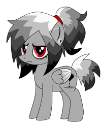 Size: 535x660 | Tagged: safe, artist:vilkathewolf, imported from derpibooru, oc, oc only, oc:evanescent wings, pegasus, ear piercing, emo, eyebrow piercing, eyeliner, makeup, nose piercing, piercing, simple background, smol, solo, transparent background