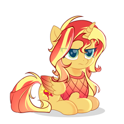 Size: 2500x2500 | Tagged: safe, artist:rachelclaradrawz, imported from derpibooru, sunset shimmer, alicorn, pony, equestria girls, alicornified, angry, base used, cute, eye clipping through hair, female, grumpy, lying, lying down, madorable, mare, ponyloaf, prone, race swap, shimmercorn, simple background, solo, transparent background