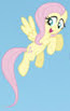 Size: 65x103 | Tagged: safe, imported from derpibooru, fluttershy, pegasus, pony, female, flying, mare, picture for breezies, sky, smiling, spread wings, wings