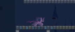 Size: 976x421 | Tagged: safe, imported from derpibooru, twilight sparkle, pony, unicorn, canterlot, female, game, gravity man, horn, mare, rage game, running, smiling, unicorn twilight