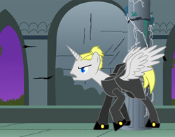 Size: 830x650 | Tagged: safe, artist:peachlover94, imported from derpibooru, oc, oc only, alicorn, pony creator, antagonist, armored pony, castle of the royal pony sisters, male, stallion