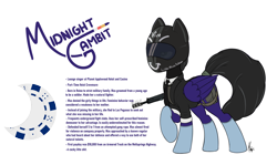 Size: 3050x1821 | Tagged: safe, alternate version, artist:ponynamedmixtape, imported from derpibooru, oc, oc only, oc:midnight gambit, pegasus, pony, clothes, disguise, female, gloves, gun, helmet, motorcycle helmet, necktie, rubber gloves, simple background, solo, suit, transparent background, weapon