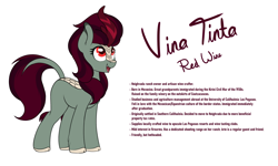 Size: 3000x1800 | Tagged: safe, artist:ponynamedmixtape, imported from derpibooru, oc, oc only, oc:vina tinta, kirin, female, lore, reference sheet, simple background, solo, spanish, text, transparent background