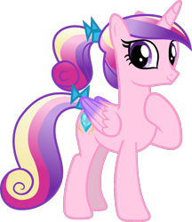 Size: 1028x1188 | Tagged: safe, artist:lightningbolt, derpibooru exclusive, imported from derpibooru, princess cadance, alicorn, pony, .svg available, bow, canterlot wedding 10th anniversary, colored wings, female, folded wings, gradient mane, gradient tail, gradient wings, hoof on chest, horn, looking at you, mare, ponytail, raised hoof, show accurate, simple background, solo, svg, tail, tail bow, teen princess cadance, transparent background, vector, wings