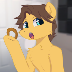 Size: 960x960 | Tagged: safe, artist:korpsegutz, imported from derpibooru, pony, cheek fluff, chest fluff, food, jerma985, onion ring, open mouth, poggers, ponified, rule 85, shoulder fluff, solo, streamer