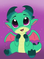 Size: 768x1024 | Tagged: safe, artist:randomlizm1, imported from derpibooru, dragon, baby, baby dragon, g5, male, open mouth, open smile, sitting, smiling, solo, sparky sparkeroni