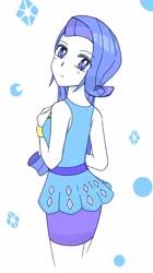 Size: 1190x2130 | Tagged: safe, artist:auntie_grub, imported from derpibooru, rarity, human, equestria girls, clothes, female, looking at you, looking back, looking back at you, rarity peplum dress, simple background, solo, white background