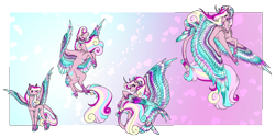 Size: 4915x2480 | Tagged: safe, artist:eothnoguy-art, imported from derpibooru, princess cadance, alicorn, pegasus, pony, age progression, alternate design, female, filly, foal, pegasus cadance, solo