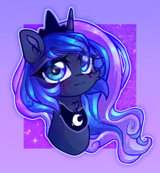 Size: 986x1065 | Tagged: safe, artist:_spacemonkeyz_, imported from derpibooru, princess luna, alicorn, pony, bust, portrait, solo