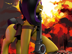 Size: 814x609 | Tagged: safe, artist:sin75, imported from derpibooru, oc, oc only, oc:quick shot, unicorn, 3d, 3d model, bag, dynamite, explosion, explosives, gun, sculpted, solo, tnt, weapon