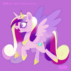 Size: 2048x2048 | Tagged: safe, artist:3ggmilky, imported from derpibooru, princess cadance, alicorn, pony, clothes, colored wings, crown, female, gradient wings, jewelry, mare, open mouth, open smile, peytral, regalia, shoes, smiling, solo, spread wings, wings