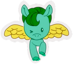 Size: 480x420 | Tagged: safe, imported from derpibooru, part of a set, screencap, pegasus, pony, spoiler:my little pony: make your mark, background removed, g5, my little pony: make your mark, my little pony: make your mark chapter 1, one eye closed, simple background, solo, sticker, transparent background, unnamed character, unnamed pony, wink