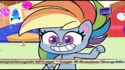 Size: 1280x720 | Tagged: safe, imported from derpibooru, screencap, rainbow dash, my little pony: pony life, spoiler:pony life s02e04, cotton candy-colored glasses, g4.5, grin, perdana record, smiling, solo