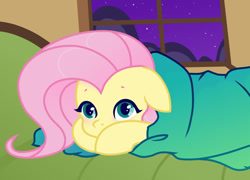 Size: 1280x922 | Tagged: safe, artist:vi45, imported from derpibooru, fluttershy, pegasus, pony, blanket, couch, cute, daaaaaaaaaaaw, floppy ears, lying down, prone, shyabetes, solo