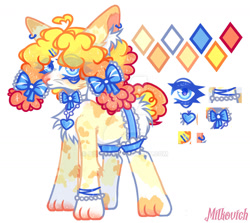 Size: 1280x1142 | Tagged: safe, artist:dillice, imported from derpibooru, oc, oc only, cat, cat pony, original species, pony, bow, chest fluff, deviantart watermark, ear fluff, ear piercing, earring, eyelashes, female, jewelry, mare, obtrusive watermark, piercing, solo, watermark