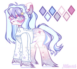 Size: 1280x1144 | Tagged: safe, artist:dillice, imported from derpibooru, oc, oc only, pony, clothes, deviantart watermark, ear piercing, eyelashes, female, mare, obtrusive watermark, piercing, simple background, solo, unshorn fetlocks, watermark, white background