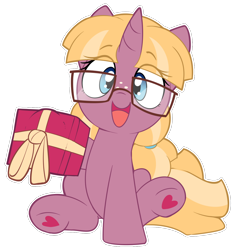 Size: 1146x1226 | Tagged: safe, artist:pestil, imported from twibooru, oc, oc:butter berry, pony, unicorn, female, filly, heart hooves, image, png, present, simple background, transparent background