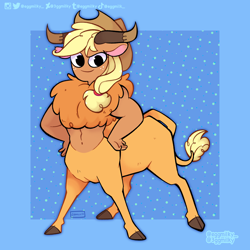 Size: 2048x2048 | Tagged: safe, artist:3ggmilky, imported from derpibooru, applejack, centaur, centaurified, centaurjack, centaurworld, solo, species swap