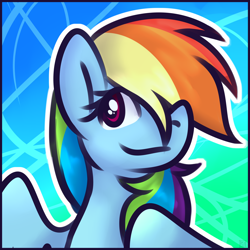 Size: 5000x5000 | Tagged: safe, artist:sadfloorlamp, imported from derpibooru, rainbow dash, pegasus, pony, fanart, female, hair over one eye, icon, solo