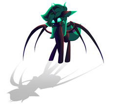 Size: 2000x1709 | Tagged: safe, artist:minty--fresh, imported from derpibooru, oc, oc only, oc:minty fresh, changeling, spider, spiderling, extra legs, green changeling, mandibles, multicolored hair, multiple eyes, simple background, solo, white background