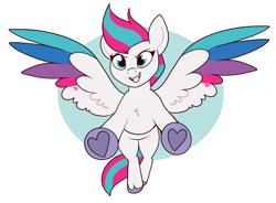 Size: 1136x837 | Tagged: safe, artist:lulubell, imported from derpibooru, zipp storm, pegasus, pony, female, flying, g5, heart, hoof heart, mare, simple background, smiling, solo, spread wings, underhoof, upside-down hoof heart, white background, wings