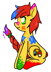 Size: 585x829 | Tagged: safe, artist:cryptidkitty, imported from derpibooru, oc, oc only, oc:paint pallet, earth pony, pony, female, mare, paint, simple background, sitting, smiling, transparent background