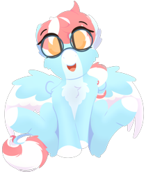 Size: 1667x1982 | Tagged: safe, artist:rhythmpixel, imported from derpibooru, oc, oc only, oc:cloud jumper, pegasus, chest fluff, female, glasses, lineless, looking at you, mare, simple background, solo, transparent background