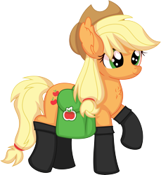 Size: 6325x6912 | Tagged: safe, artist:cyanlightning, imported from derpibooru, applejack, earth pony, pony, somepony to watch over me, .svg available, absurd resolution, bag, boots, clothes, female, mare, saddle bag, shoes, simple background, solo, transparent background, vector