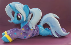 Size: 2811x1781 | Tagged: safe, artist:egalgay, imported from derpibooru, trixie, pony, unicorn, alternate hairstyle, babysitter trixie, clothes, female, hoodie, irl, mare, photo, plushie, solo