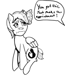 Size: 1232x1416 | Tagged: safe, artist:silence, imported from derpibooru, oc, oc only, oc:kitty sweet, pegasus, pony, anxiety, cellphone, doodle, meme, monochrome, neurodivergent, phone, smartphone, social anxiety