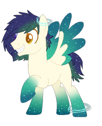 Size: 400x490 | Tagged: safe, artist:ponpon-adopts, imported from derpibooru, oc, oc only, pegasus, pony, base used, ethereal mane, grin, male, pegasus oc, raised hoof, simple background, smiling, solo, stallion, starry mane, transparent background