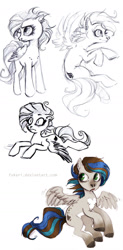 Size: 799x1619 | Tagged: safe, artist:fukari, imported from derpibooru, oc, oc only, pegasus, pony, female, frown, lineart, looking back, mare, sketch, sketch dump, traditional art, wide eyes, wings