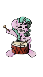 Size: 1000x1778 | Tagged: safe, artist:minty joy, artist:twistcable, imported from derpibooru, oc, oc only, oc:minty joy, collaboration, cute, drums, happy, medieval, musical instrument, simple background, solo, transparent background