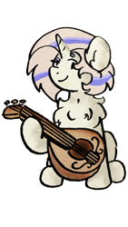 Size: 1000x1778 | Tagged: safe, artist:minty joy, artist:twistcable, imported from derpibooru, oc, oc only, oc:snow pearl, chest fluff, collaboration, lute, medieval, simple background, solo, transparent background