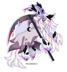 Size: 2187x2367 | Tagged: safe, artist:gkolae, imported from derpibooru, oc, oc only, pony, clothes, scythe, simple background, solo, unshorn fetlocks, white background